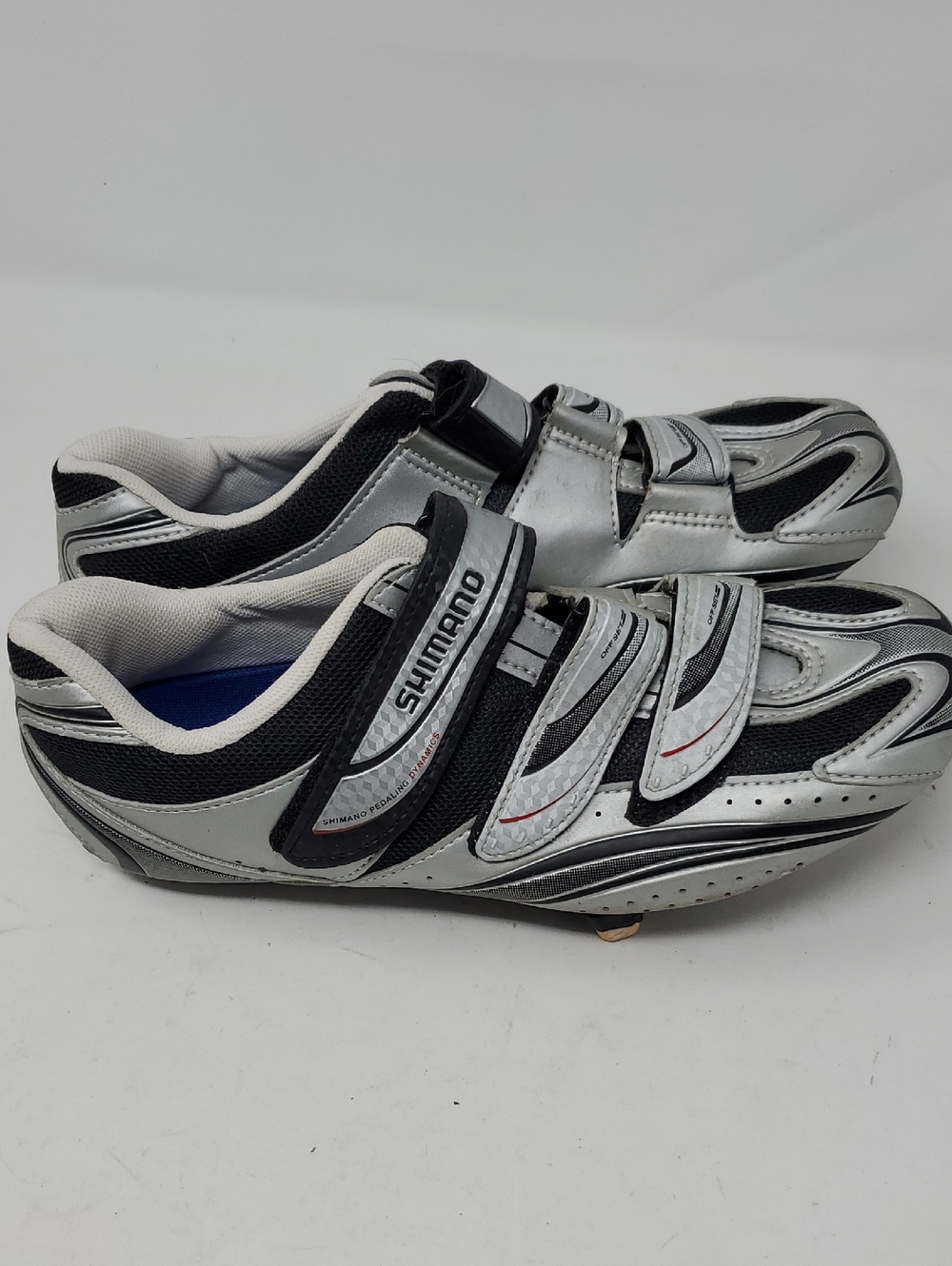 Shimano Silver and Black Cycling Shoes with Triple Straps Size 8.3